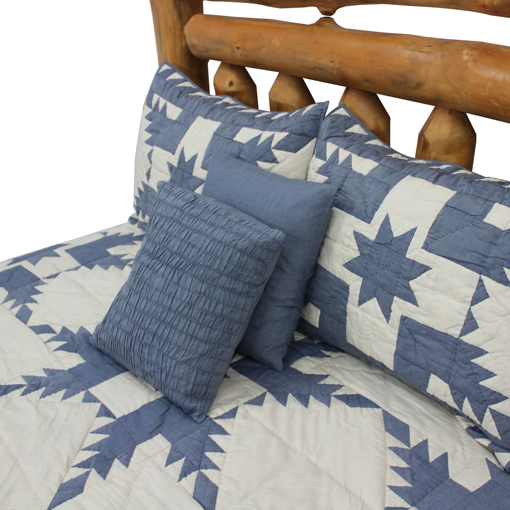 Denim Feathered Star King Quilt 105"W x 95"L