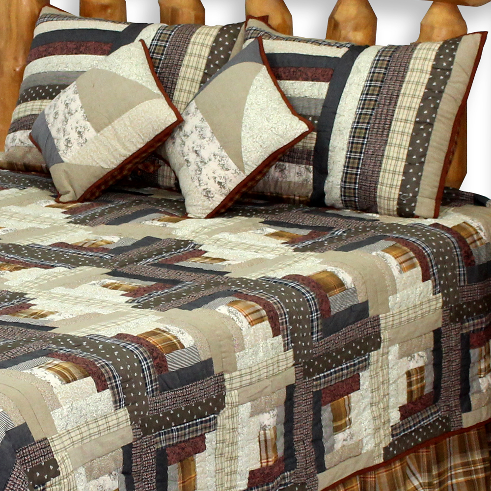 Express Log Cabin King Quilt 105"W x 95"L