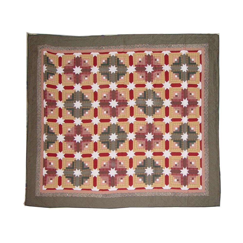 Snowflake Log Cabin King Quilt 105"W x 95"L