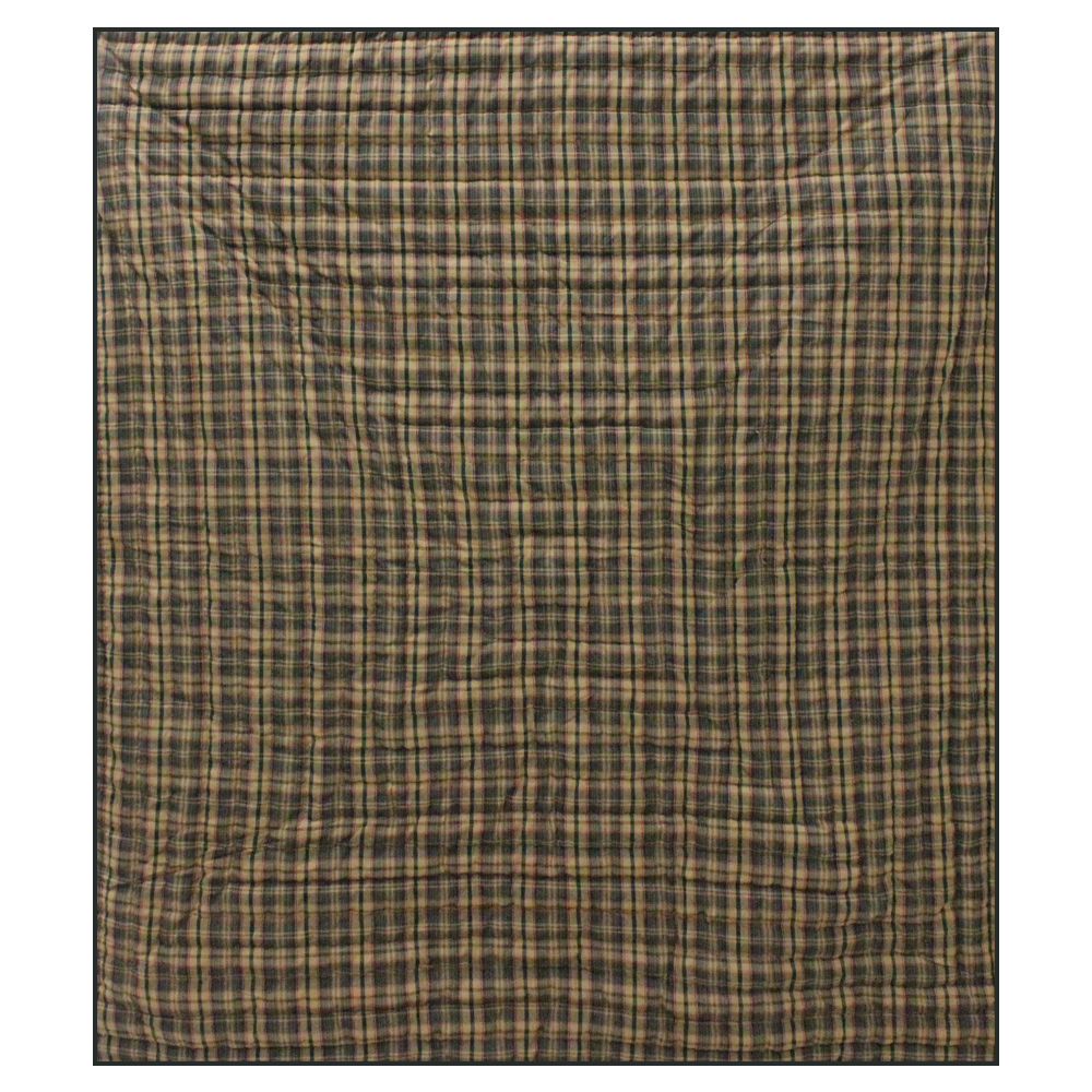 Gold and Brown Plaid Luxury King Quilt 120"W x 106"L