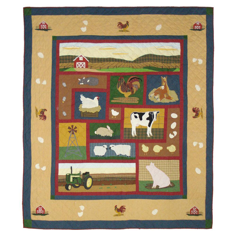 Barnyard Animals Queen Quilt 85"W x 95"L