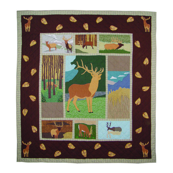 Brown Elk Queen Quilt 85"W x 95"L