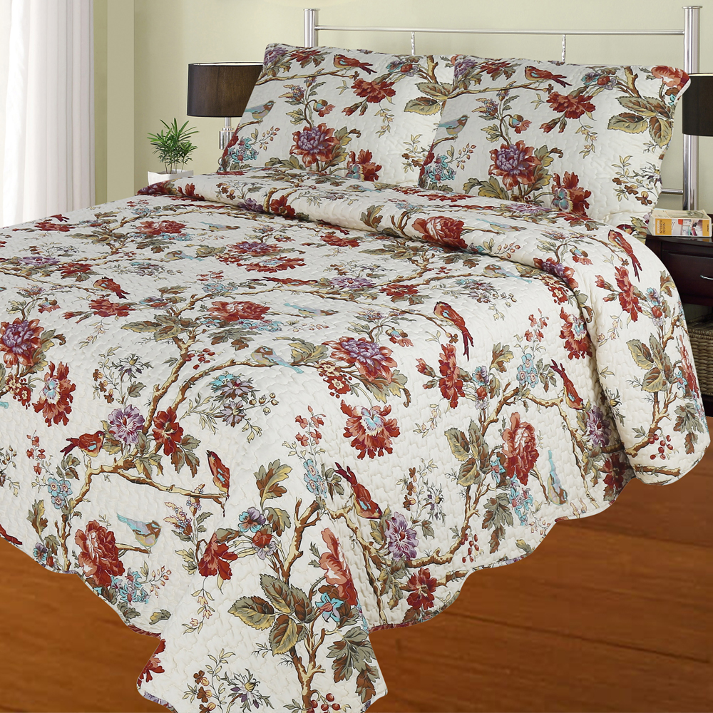 Finch Orchard queen quilt-92*88 with 2 Standard Pillow Shams