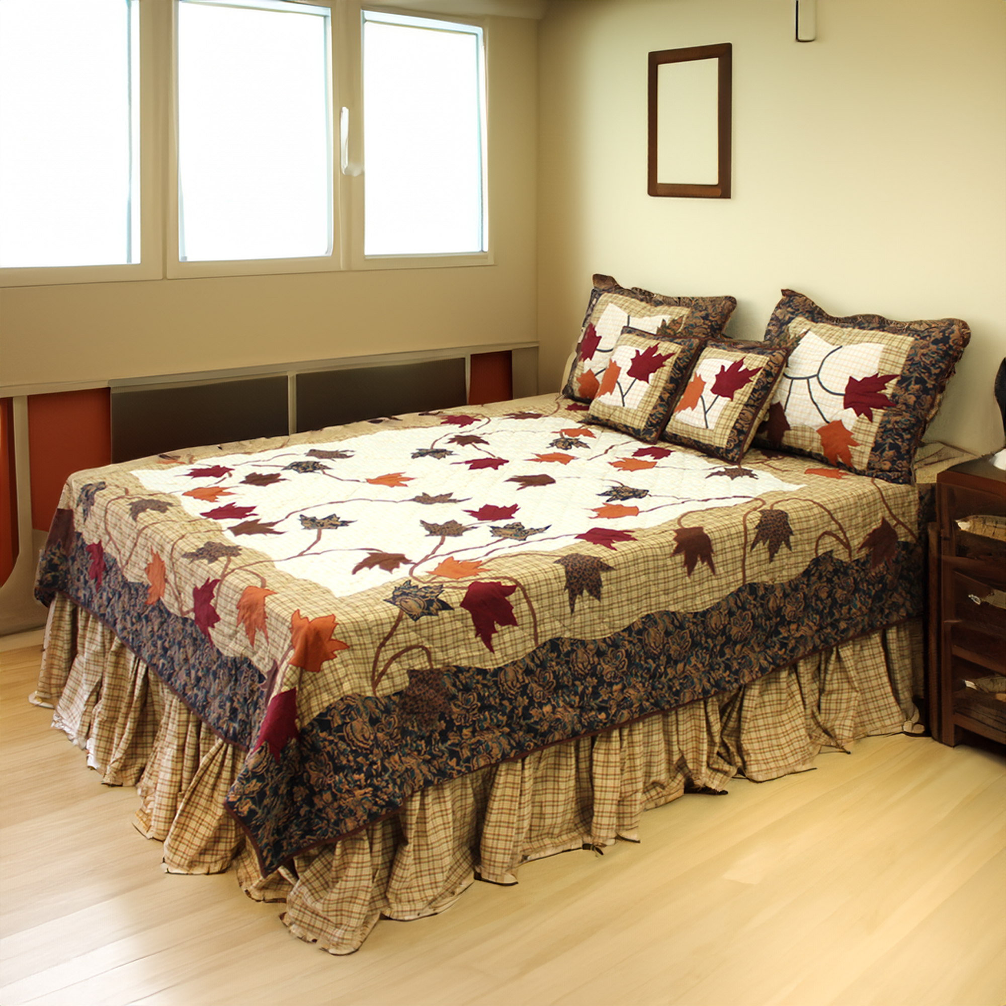 Autumn Leaves Twin Quilt (65"W x 85"L) | Buy a Twin Size Quilt and Get a Matching Pillow Shams FREE!!!