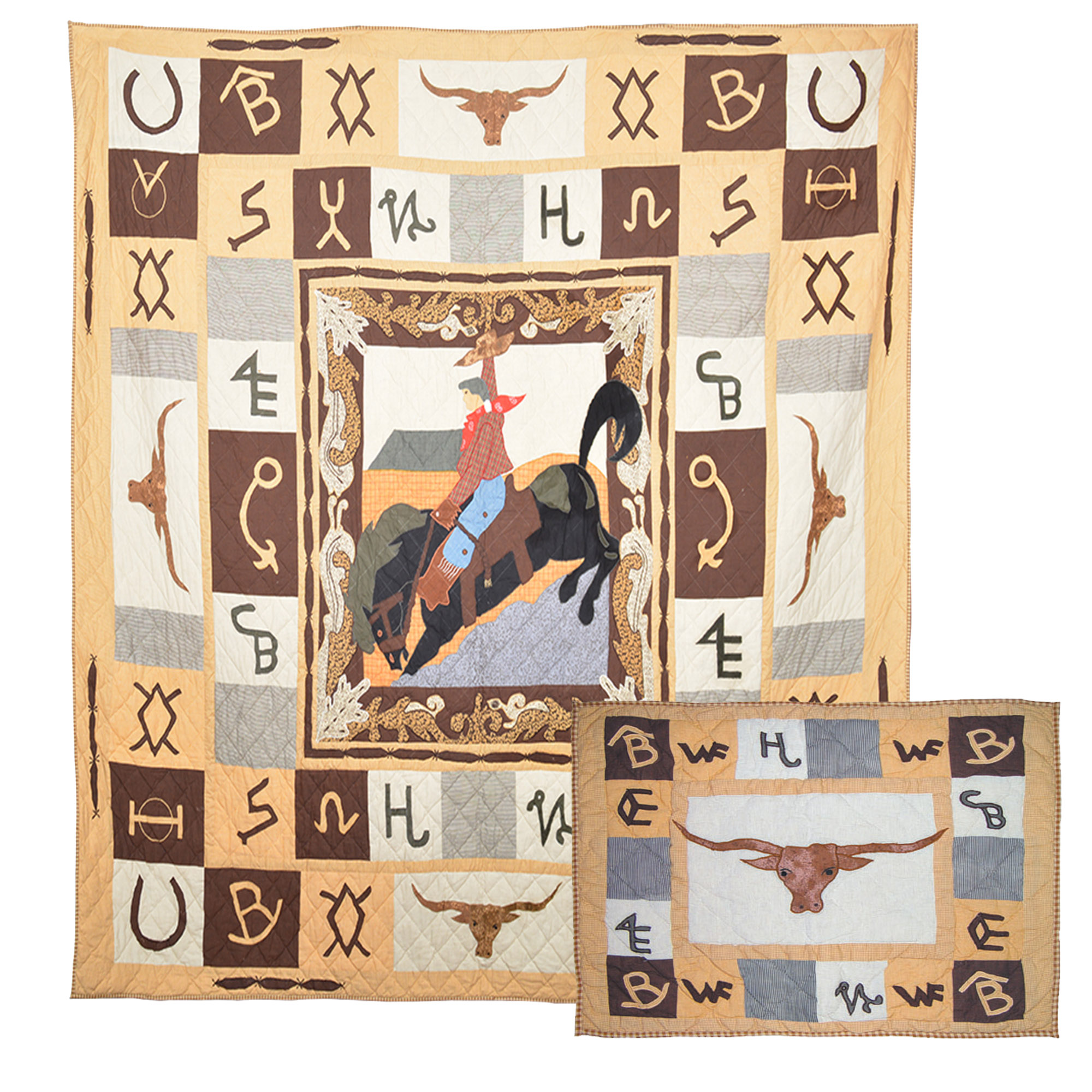 Brand Western Twin Quilt 65"W x 85"L | Buy a Quilt and Get a matching Pillow Sham (27"W X 21"L) Free