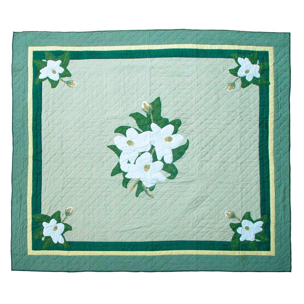 Magnolia Blossoms Twin Quilt 65"W x 85"L