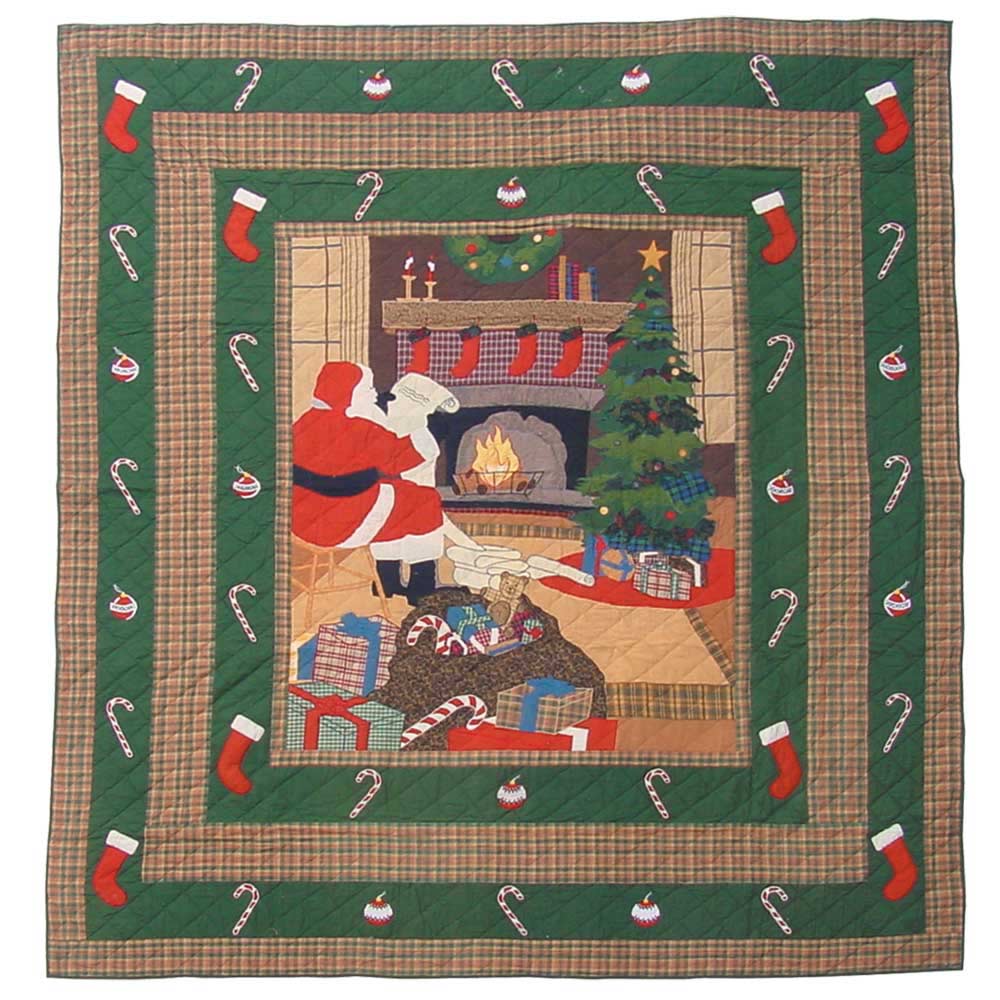 Santa by the Fireside Twin Quilt 65"W x 85"L