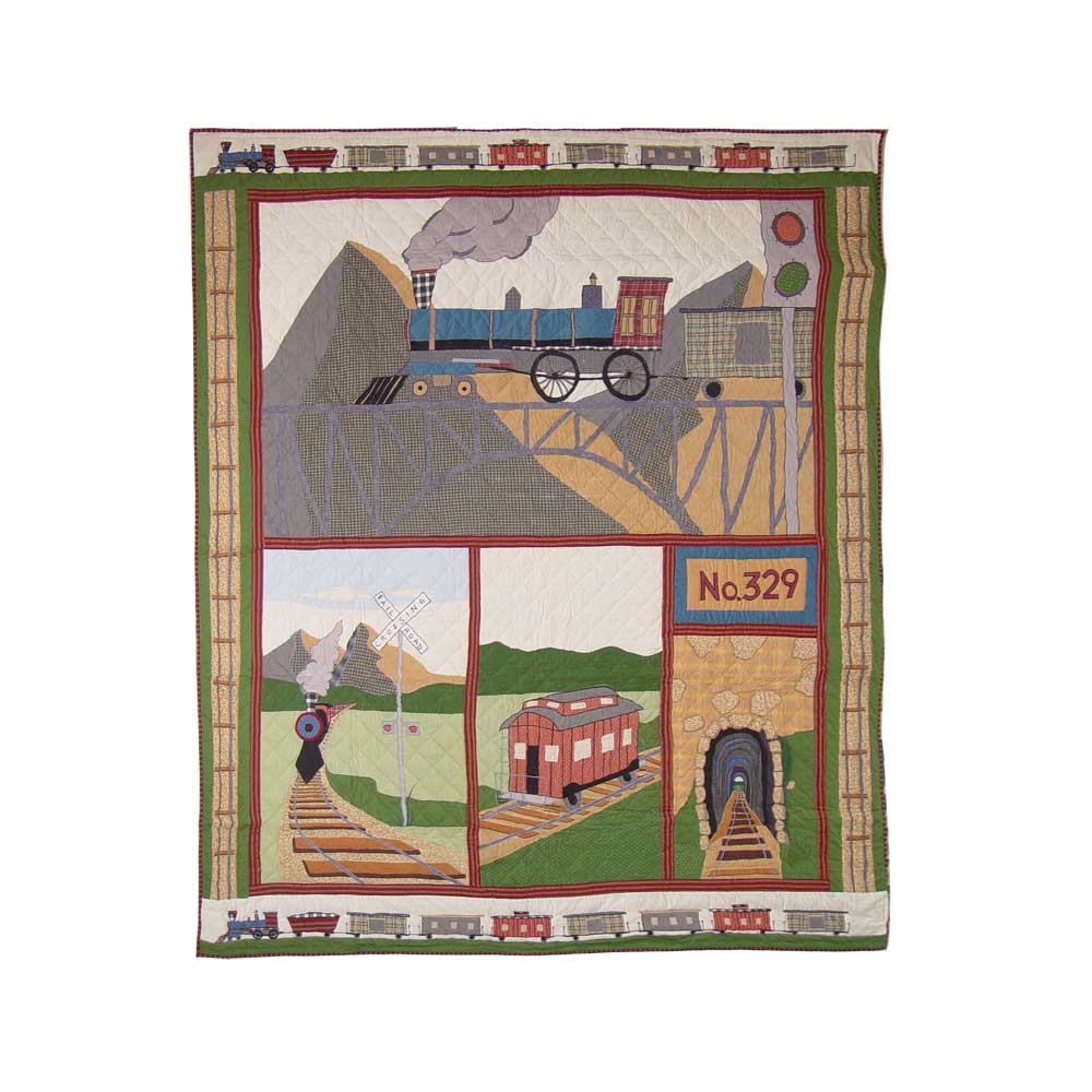 Train Twin Quilt 65"W x 85"L