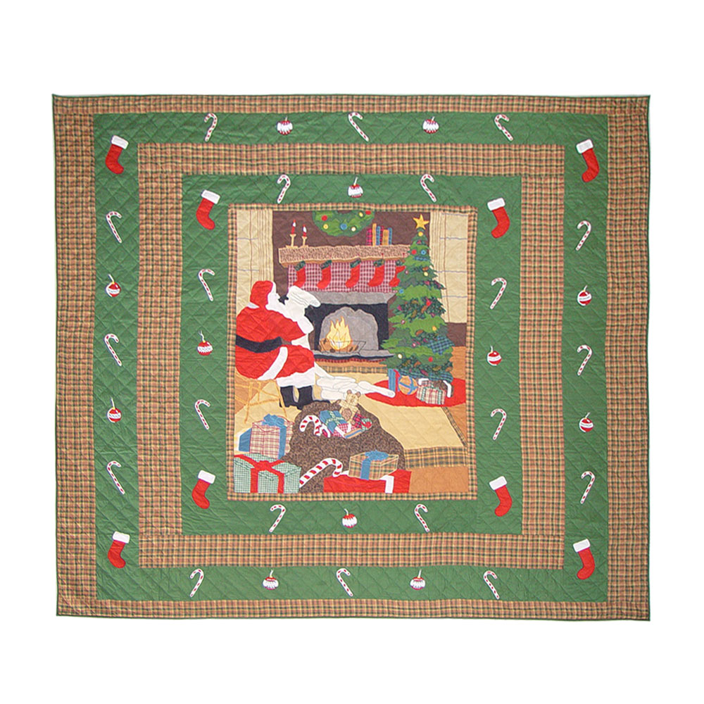 Santa by the Fireside super king quilt 110"w x 96"l