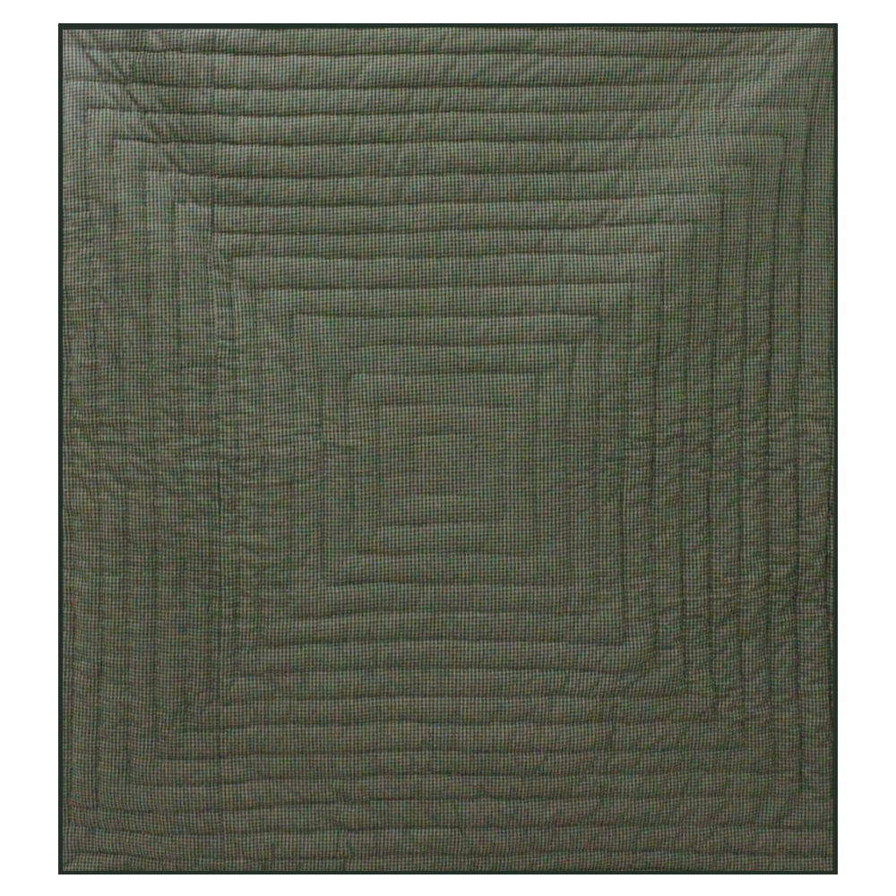 Hunter Green and Tan Check Super Queen Quilt 92"W x 96"L