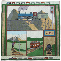 Train super queen quilt 92"W x 96"L