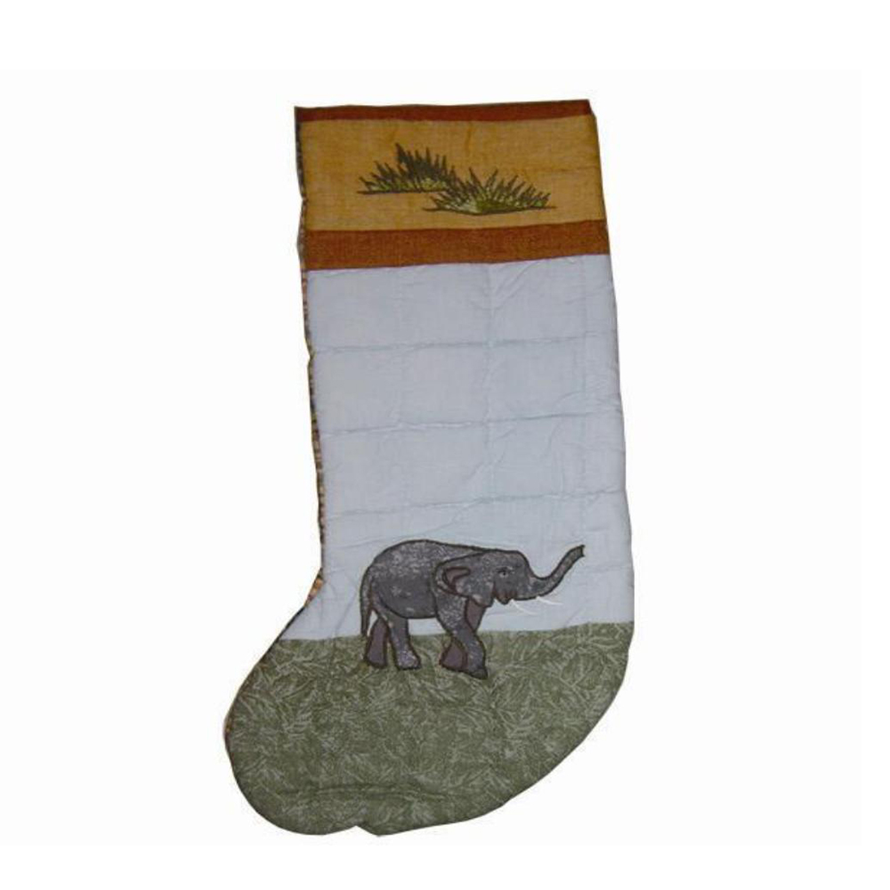 Safari elephant Stocking 8"W x 21"L