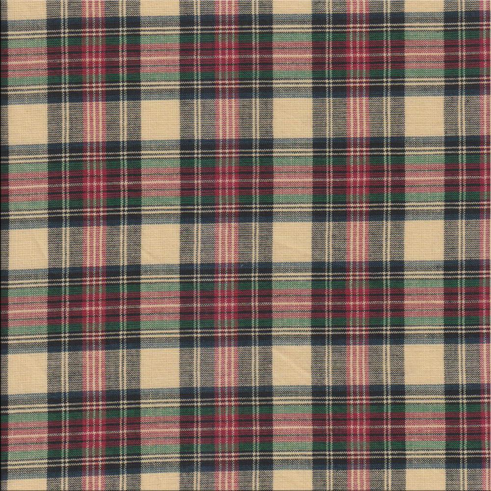 Cream Tartan PlaidFabric Swatch 4" x 4"