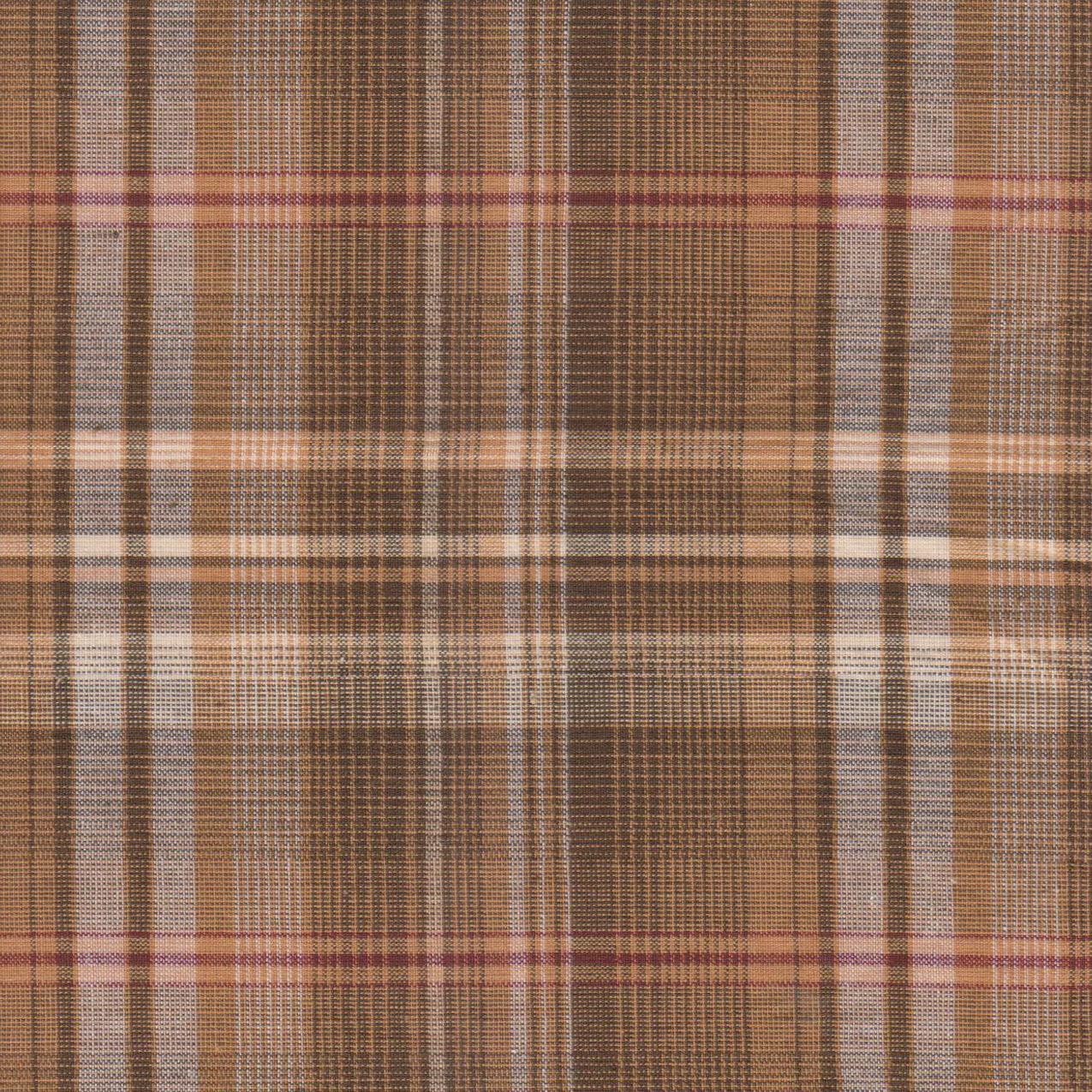 Dark and Light Brown Plaid Fabric Swatch 4" x 4"