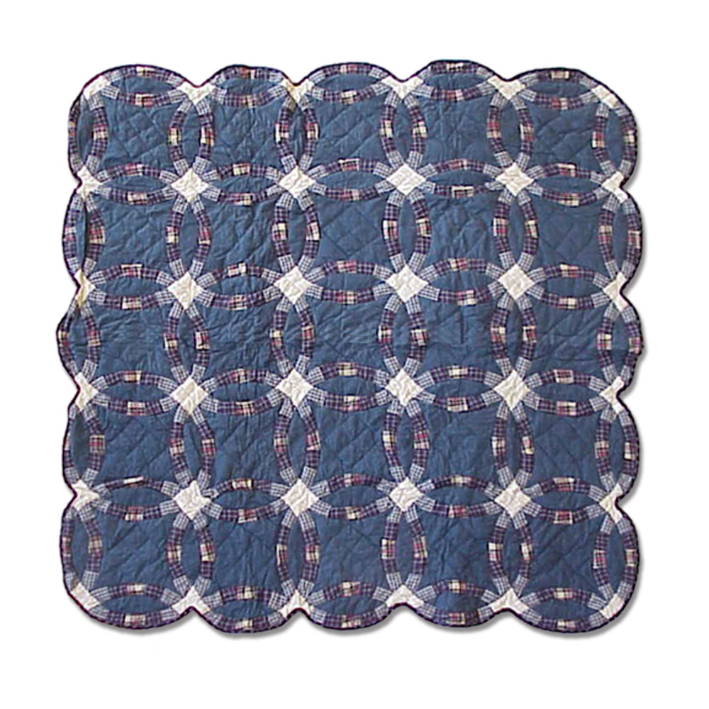 Blue Double Wedding Ring Throw 50"W x 60"L