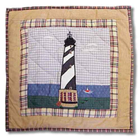 By the Bay Black n White Lighthouse Toss Pillow 16"W x 16"L