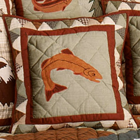 Mountain Whispers fish Toss Pillow 16"W x 16"L