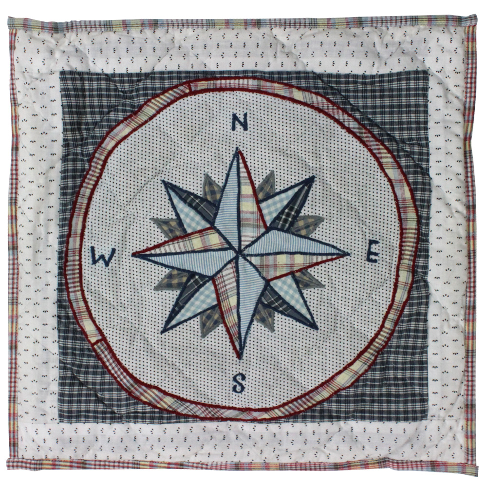 Nautical Drift compass Toss Pillow 16"W x 16"L