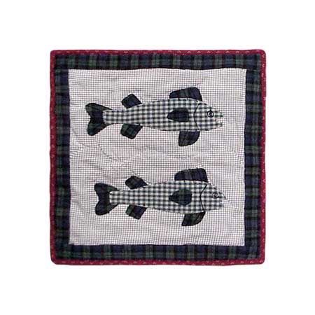 Cabin Fish Toss Pillow 16"W x 16"L