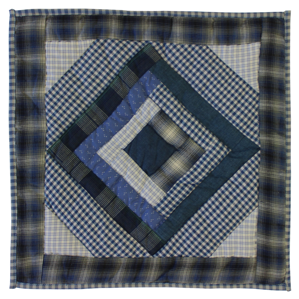 Blue Log Cabin Toss Pillow 16"W x 16"L