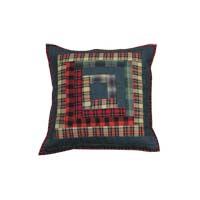 Red Log Cabin Toss Pillow 16"W x 16"L