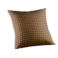 Tan and Red Check Plaid Toss Pillow 16"W x 16"L