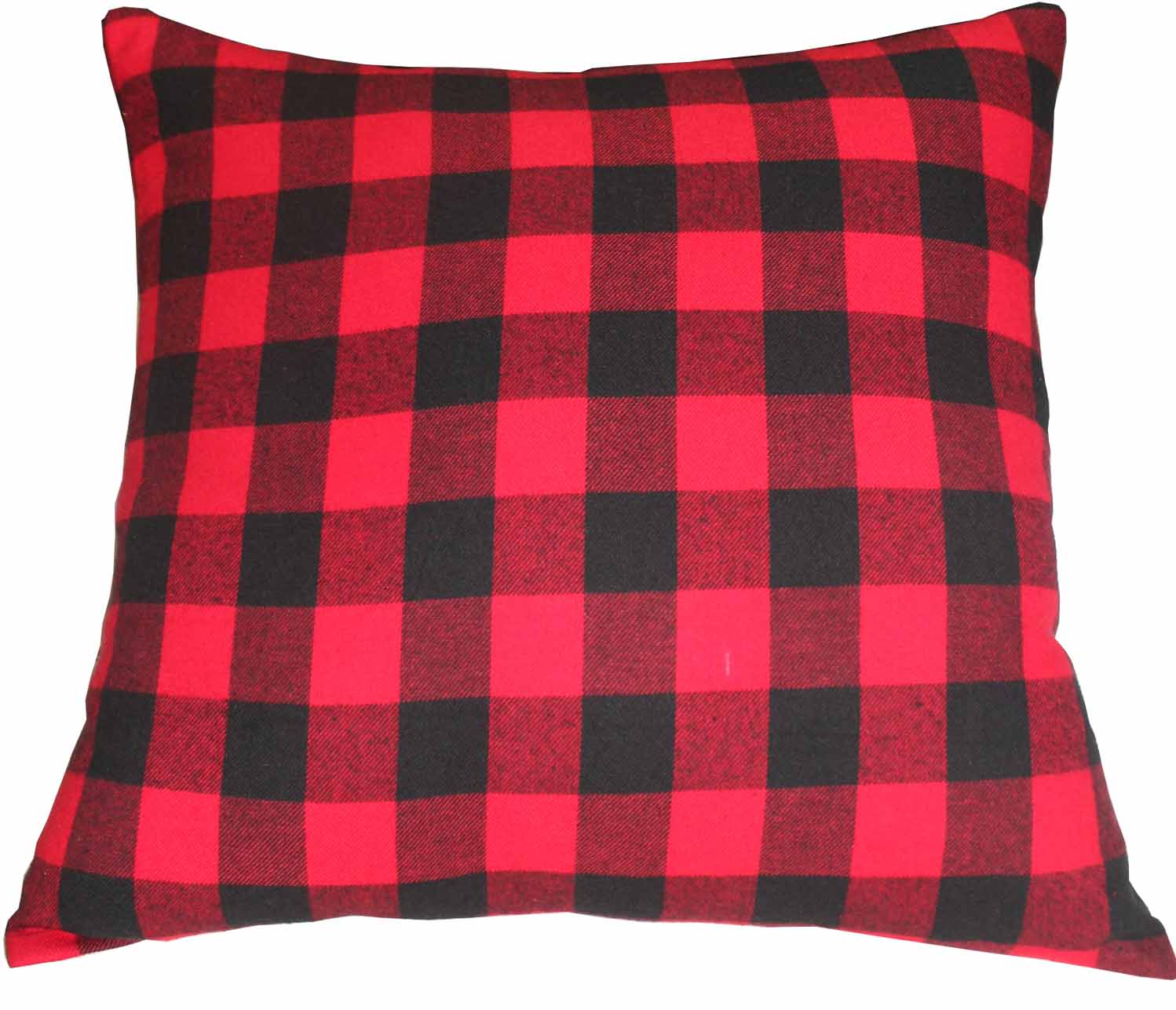 Red and Black Twill Buffalo Check,Fabric Toss Pillow 16"W x 16"L,Standard