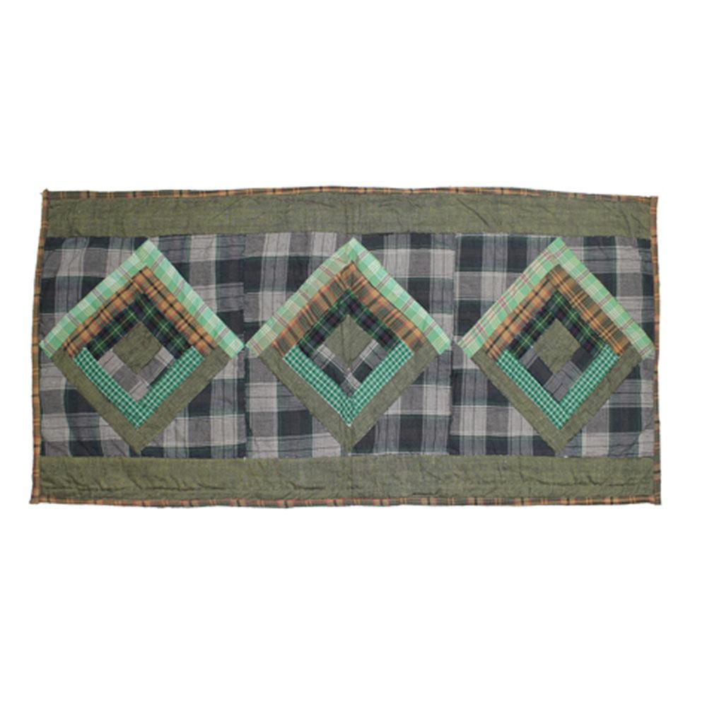 Green Log Cabin Table Runner Extra Short 36"W x 16"L