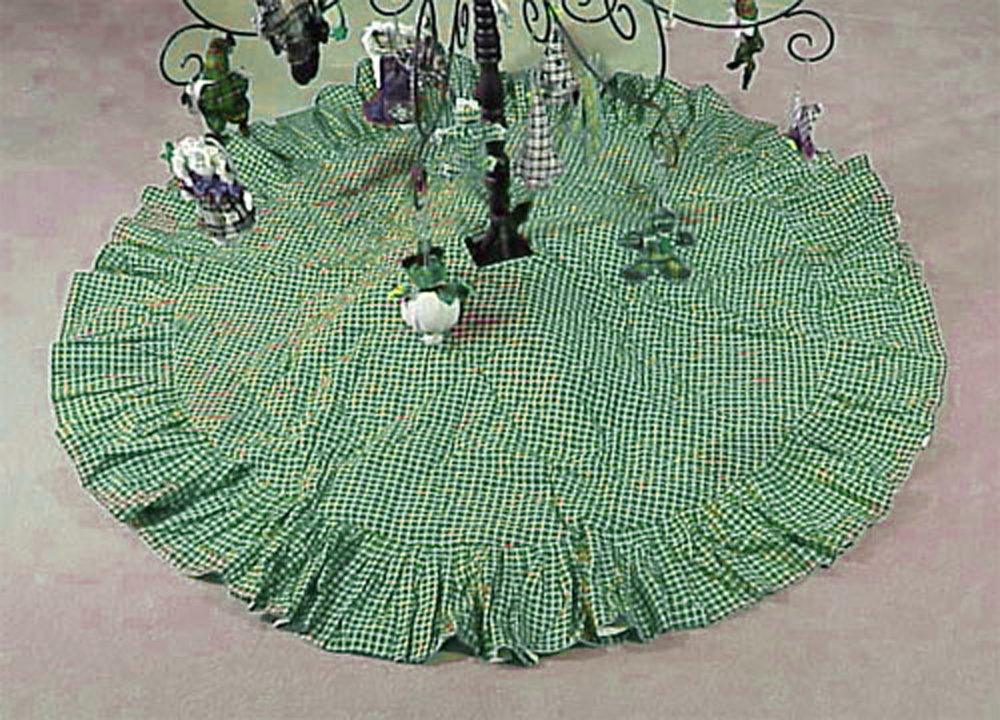 Green Checks with White Treeskirt Large-54" Dia