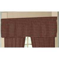 Maroon and Black Plaid Curtain Valance 54"W x 16"L