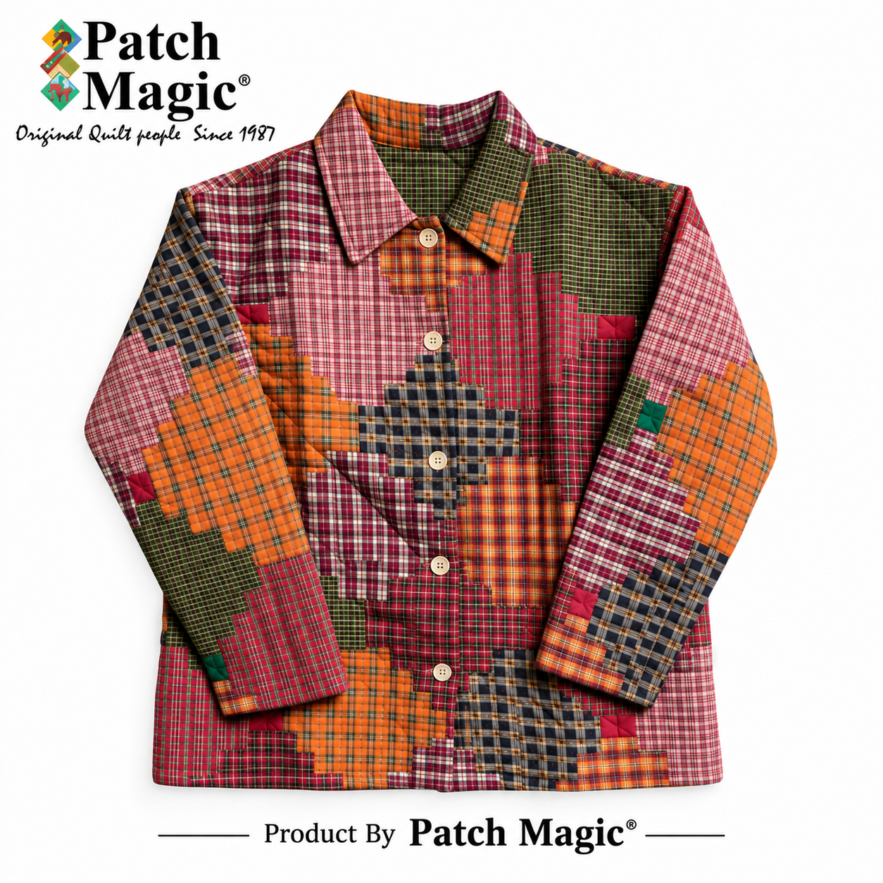 Harvest Log Cabin Quilted Cotton Jacket | Quilted, Reversible, Regular Fit, Soft Cotton Filling | Small