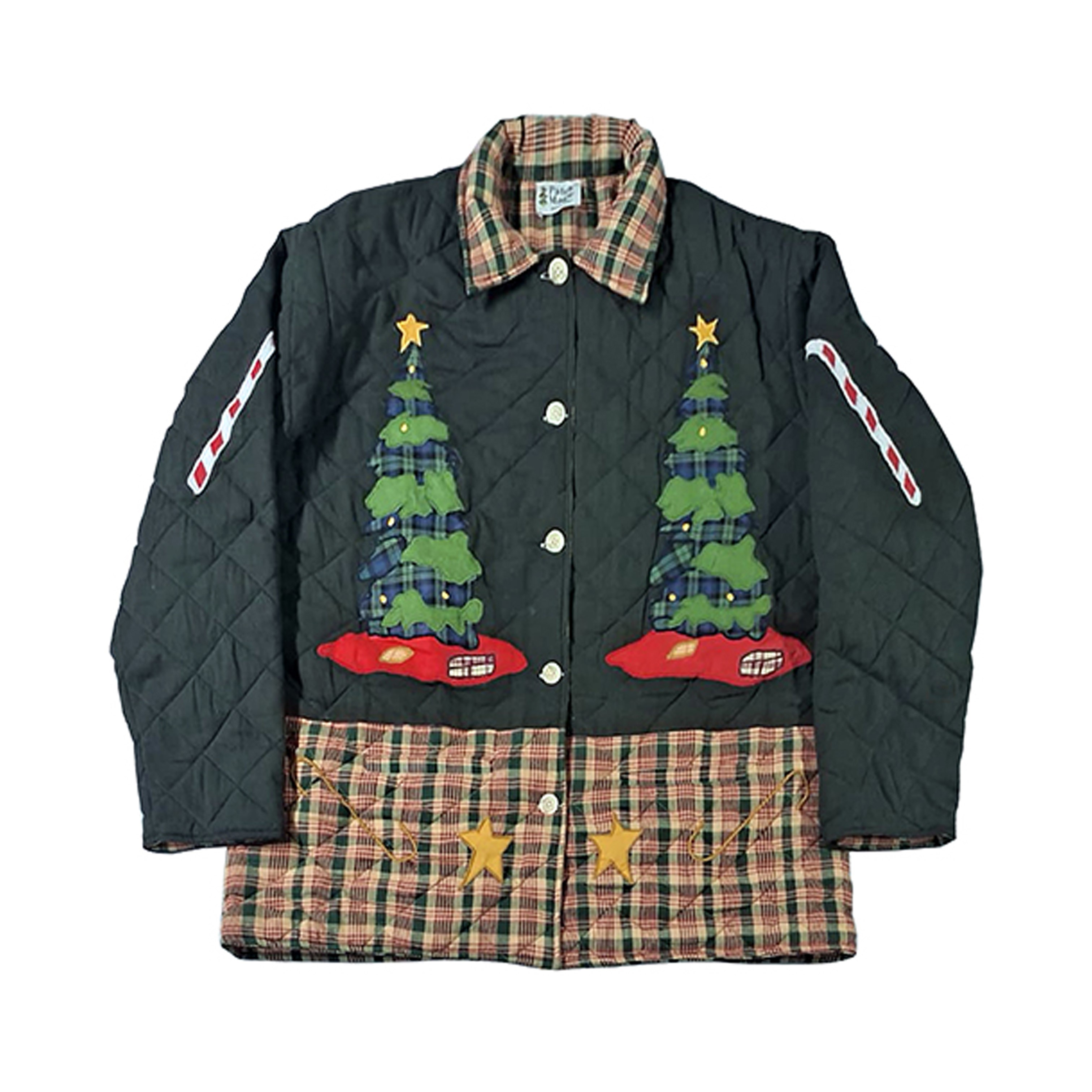  Santa and Christmas Tree Themed Reversible Quilted Cotton Jacket | Cozy All-Season Regular Fit Jacket