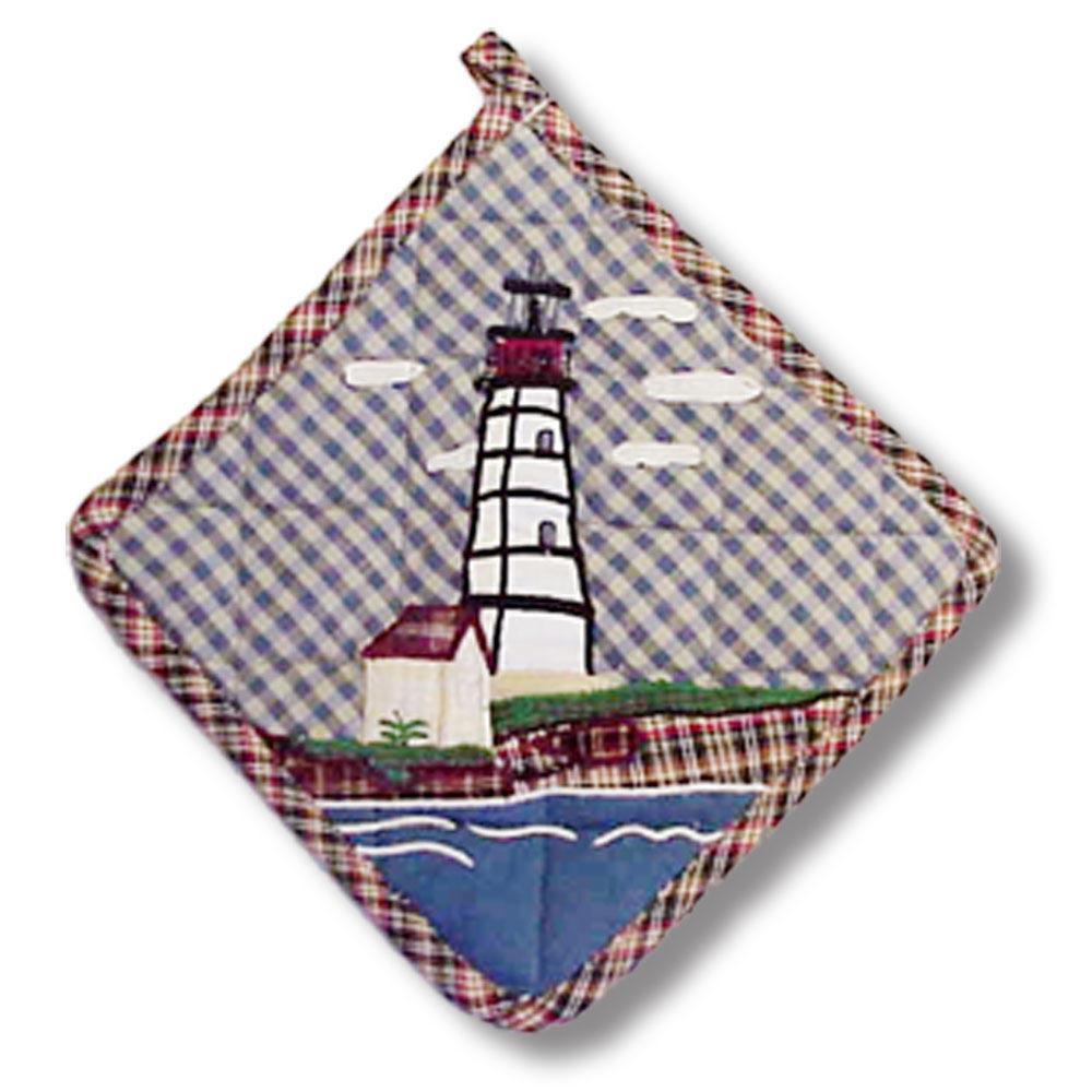 Lighthouse by bay Pot Holder 8"W x 8"L