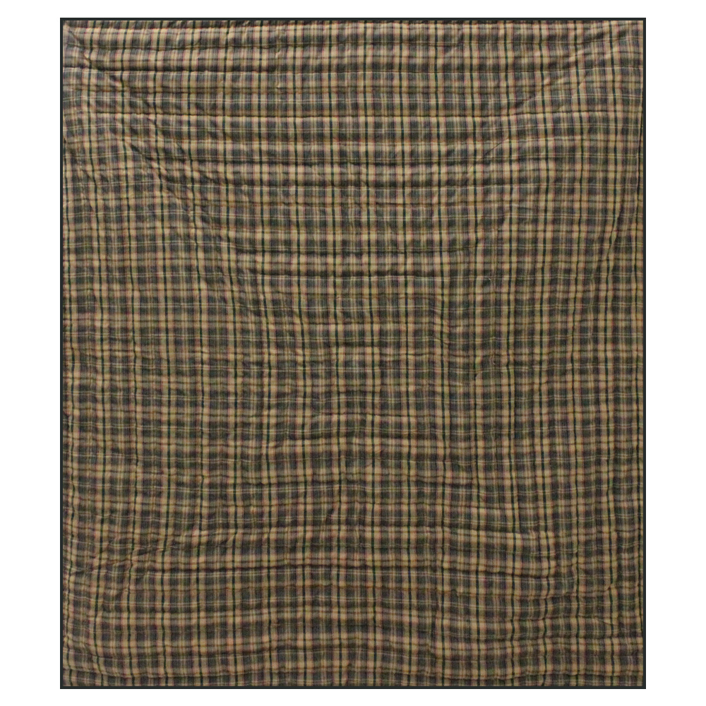 Gold and Brown Plaid Twin Quilt 65"W x 85"L