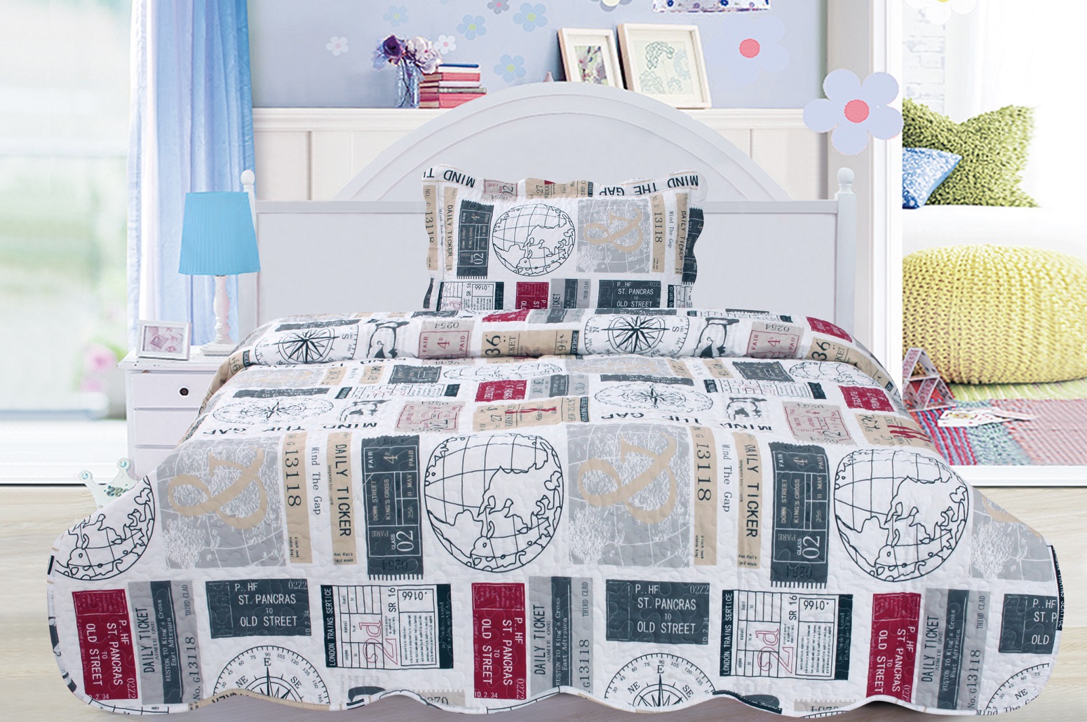 Mind the Gap 3 piece set, full/twin-75"x90", 2-standard pillow shams Mind the Gap 3 piece set, full/twin-75"x90", 2-standard pillow shams