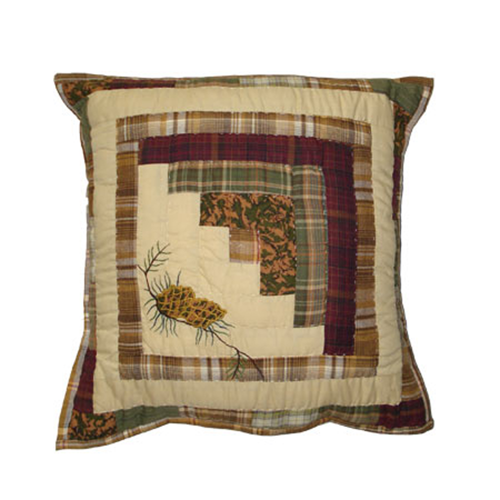 Forest Log Cabin Toss Pillow 16"W x 16"L