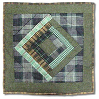 Green Log Cabin Toss Pillow 16"W x 16"L