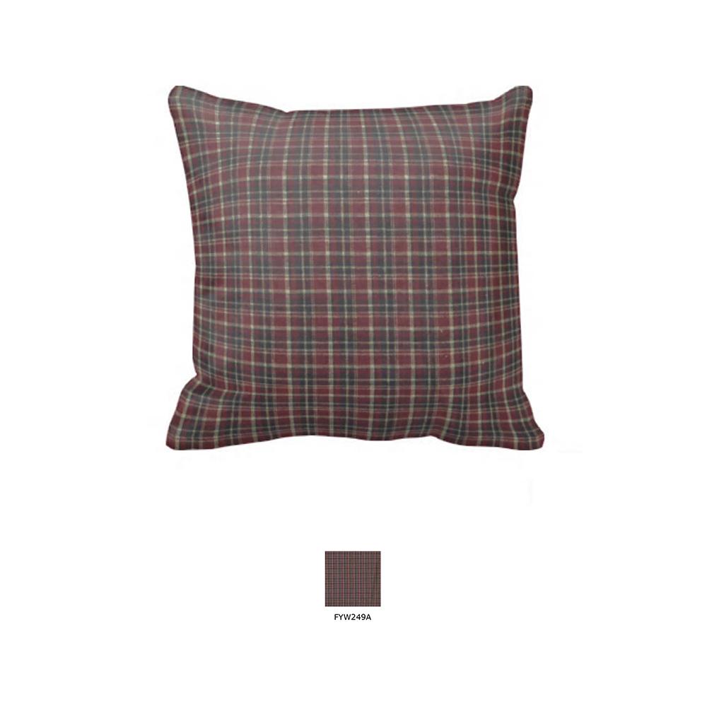 Maroon and Black Plaid Toss Pillow 16"W x 16"L